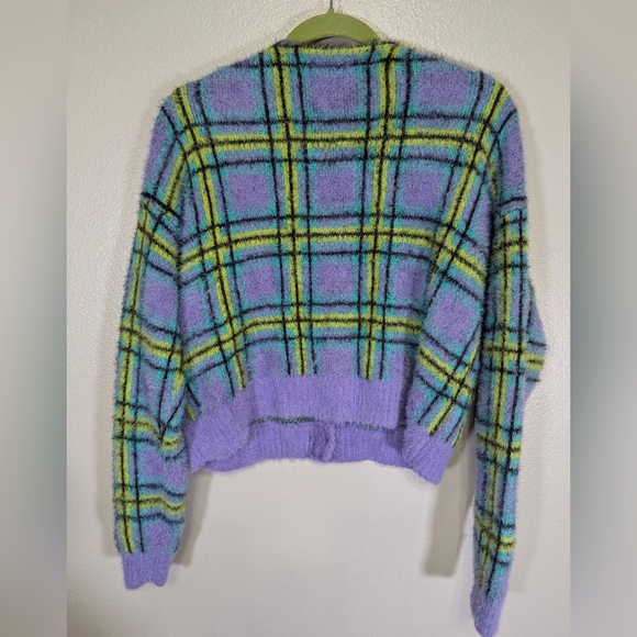 Ragged Jeans Priest Checkered Eyelash Knit Cardigan/Jacket Size Small - Picture 4 of 8
